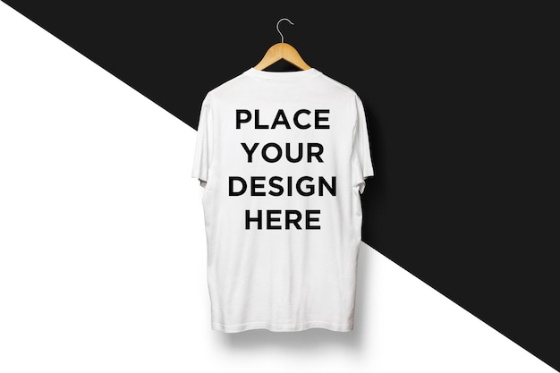 Biały tył pusty T-shirt Mockup PSD