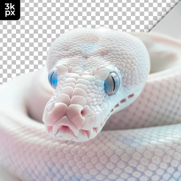PSD biały wąż z niebieskim okiem i czarno-białą głową