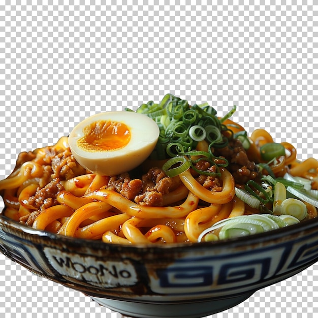 ビビンバップラーメン アジアスープ スパゲッティ パスタ 牛肉 透明な背景に隔離されたヌードル