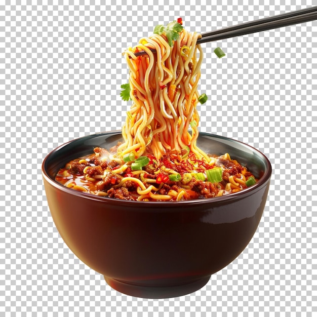 PSD bibimbap ramen asian soup spaghetti pasta beef and noodles isolated on transparent background
