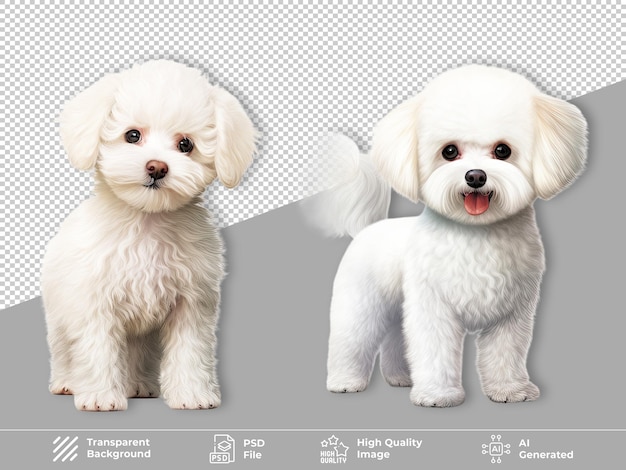 PSD bichon frise dog standing isolated on transparent background