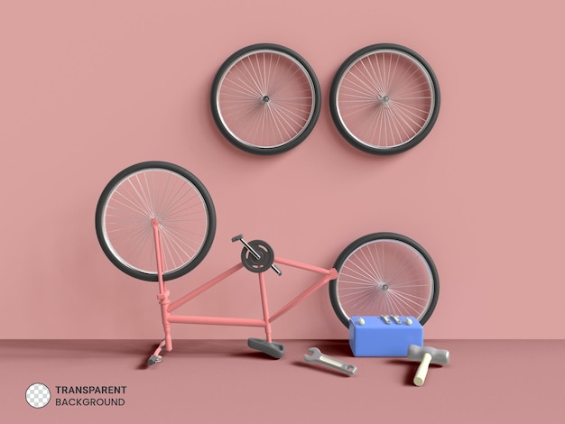 Icona bicicletta isolato rendering 3d illustrazione