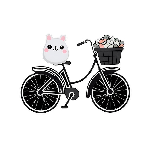 PSD bicycle kawaii sticker png transparent file