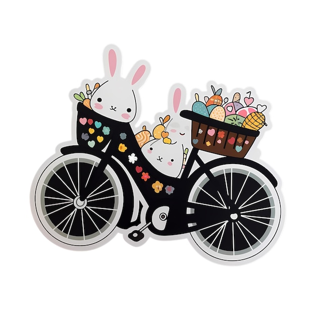 PSD bicycle kawaii sticker png transparent file