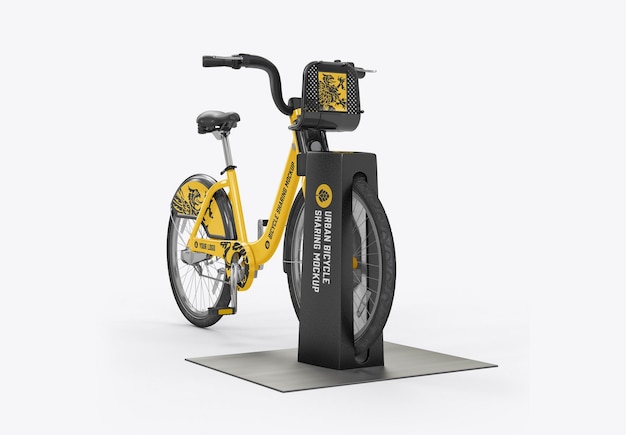 PSD bicycle sharing mockup 3d render