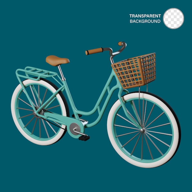 A bicycle with a basket on the front and with transparent background