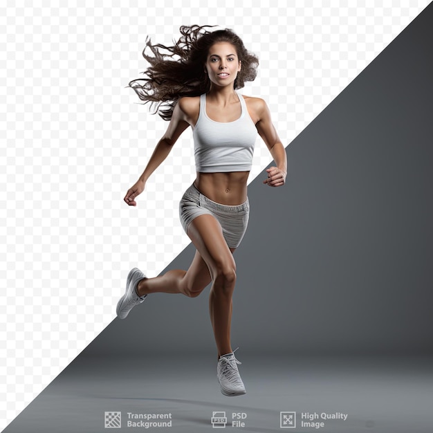 PSD biegnąca kobieta w spódniczce do biegania i zdjęcie biegnącej kobiety.