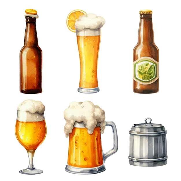 PSD bier cliparts waterverf