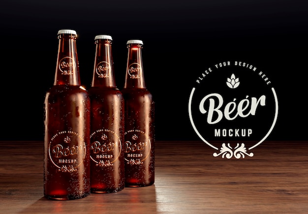 PSD bierfles met mock-up labelontwerp