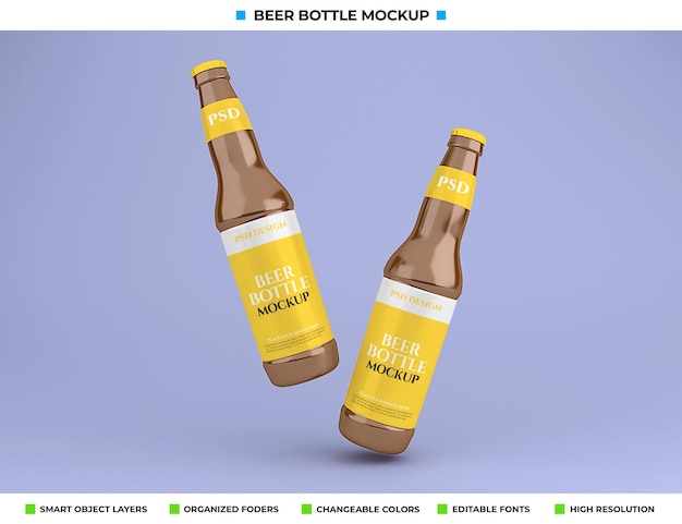 PSD bierfles mockup geïsoleerd