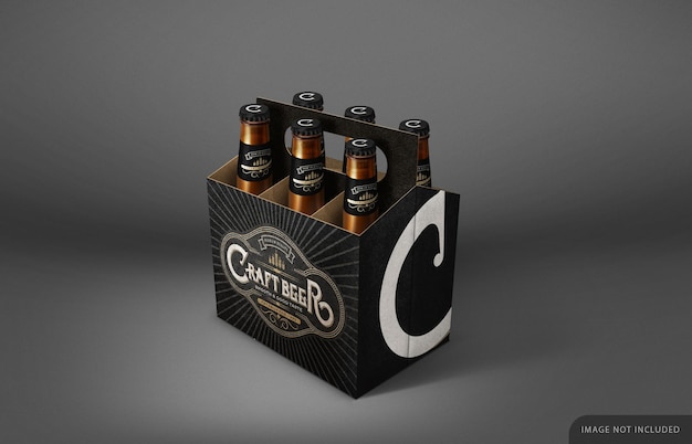 Bierfles six pack mockup met neklabel en dop