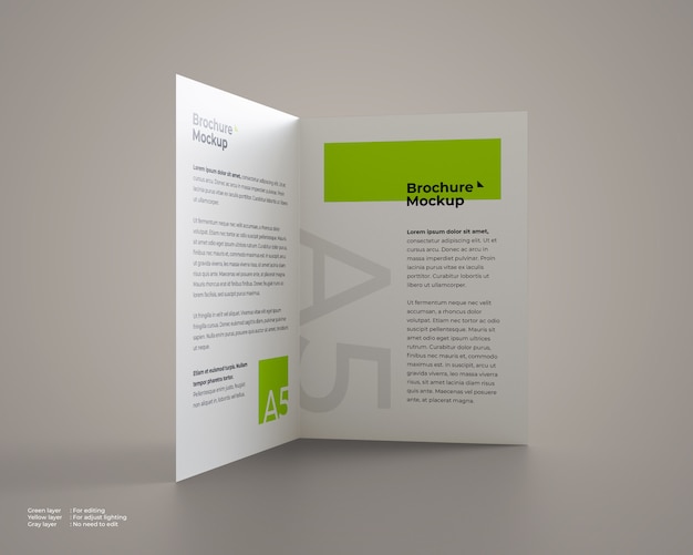 Bifold brochure mockup in a standing position