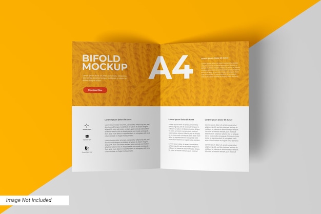 PSD bifold brochure mockup top view