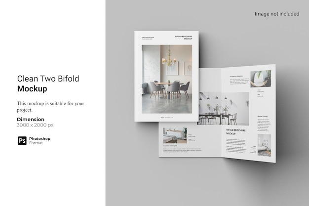 Bifold Brochure Top View 3D Realistic PSD Mockup