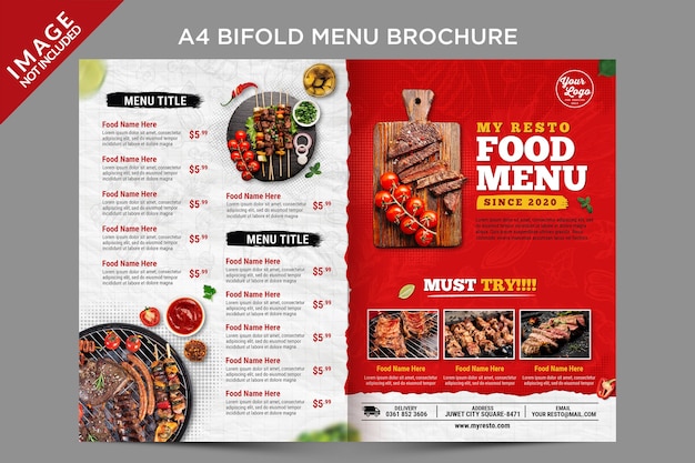 Bifold Broszura menu poza szablonem