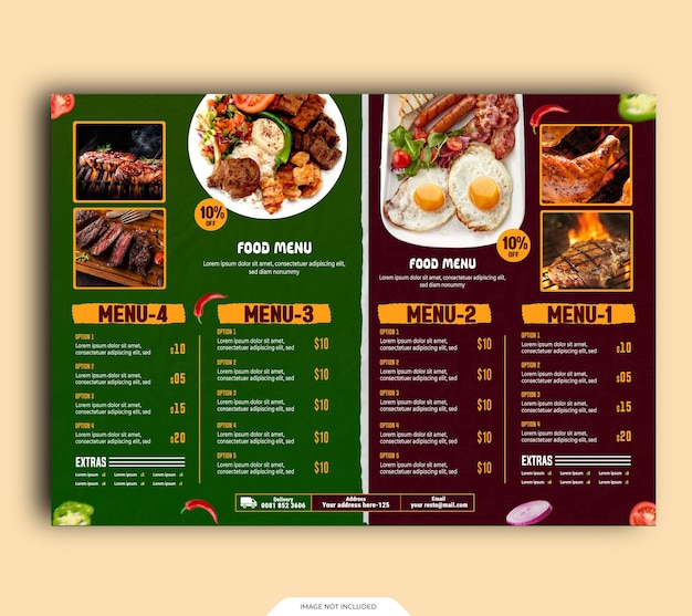 Bifold food menu design