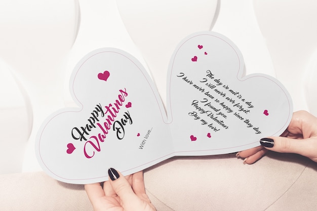 Bifold heart shape card mockup