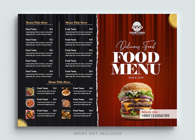 PSD bifold restaurants menu brochure sjabloon