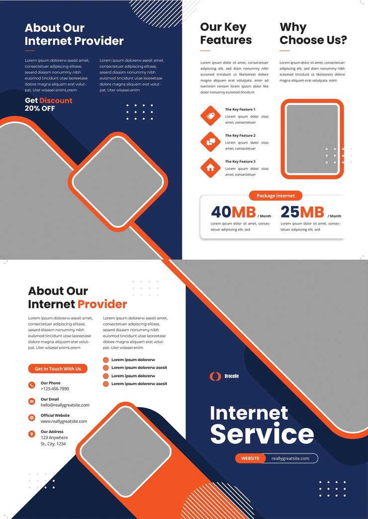 PSD bifoldbrochure van de internetdienst