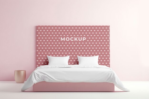 PSD big bed headboard mockup design