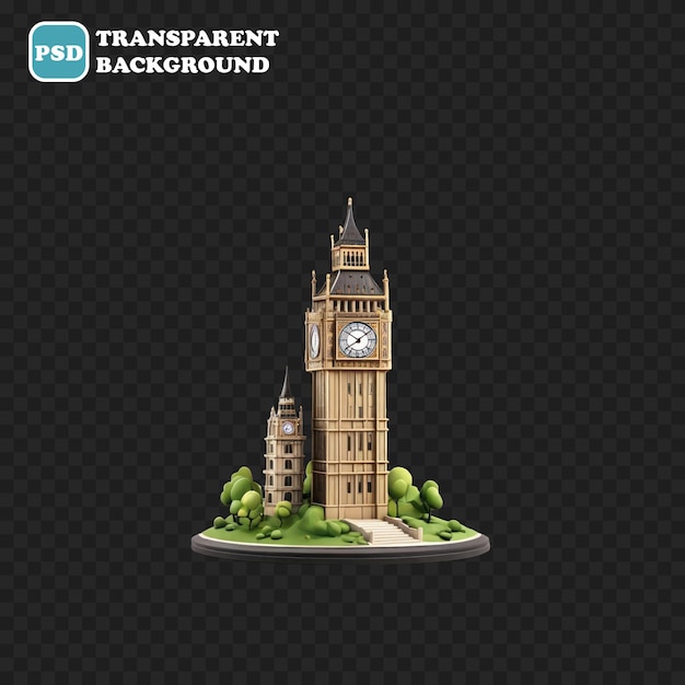 PSD big ben icon isolated 3d render illustration