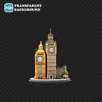 PSD big ben icon isolato 3d render illustration