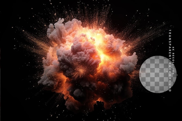 PSD big boom explosion particles on transparent background