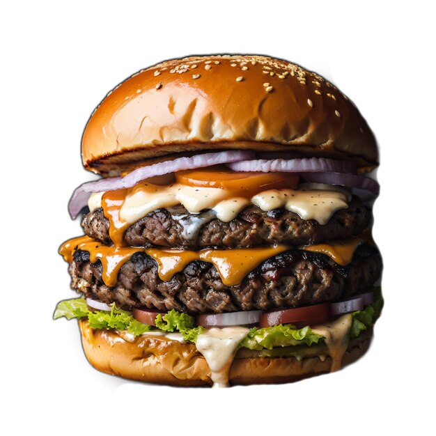 PSD 焼いた牛肉とチーズのビッグハンバーガー aiが生成した画像