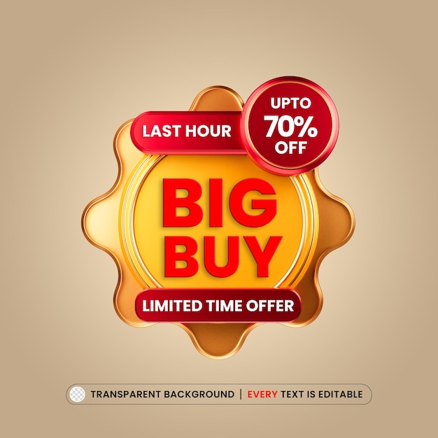 big buy 70 off sale banner with editable text