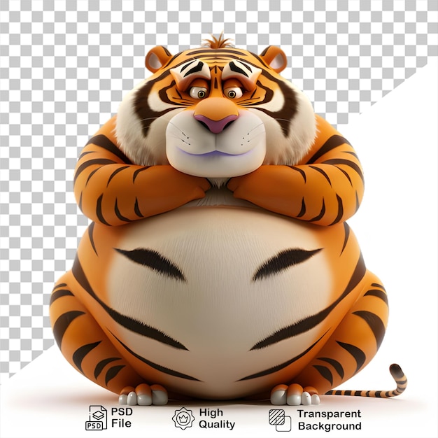 PSD Большой мультфильмный тигр изолирован на прозрачном фоне включает в себя png файл
