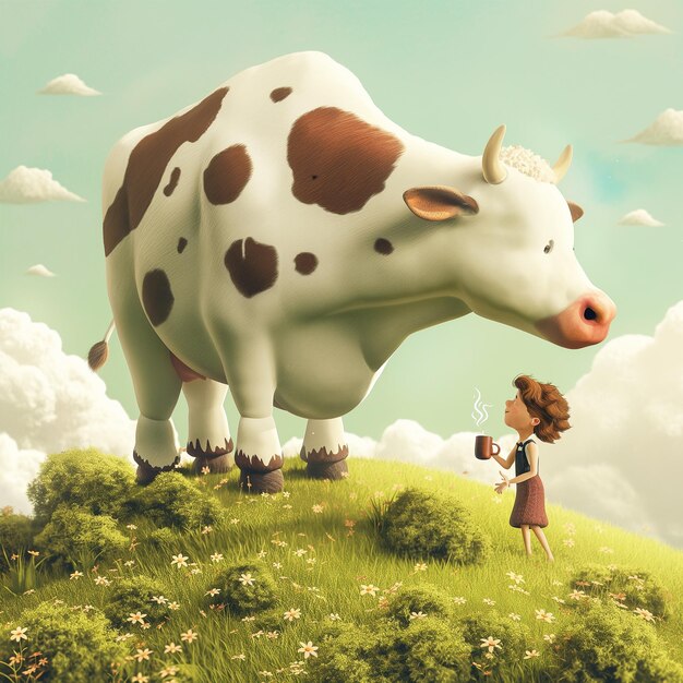 PSD big cow little kid