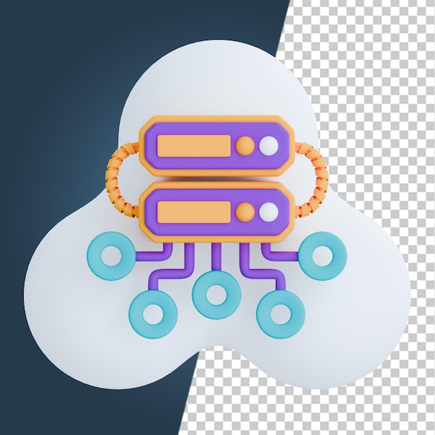 Big Data Cloud 3D-ikoner, 3D-rendera Clipart