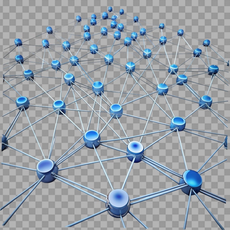 PSD big data network connectivity structure isolated on transparent background