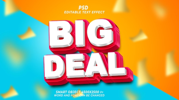 PSD big deal 3d psd editable text effect photoshop template with background