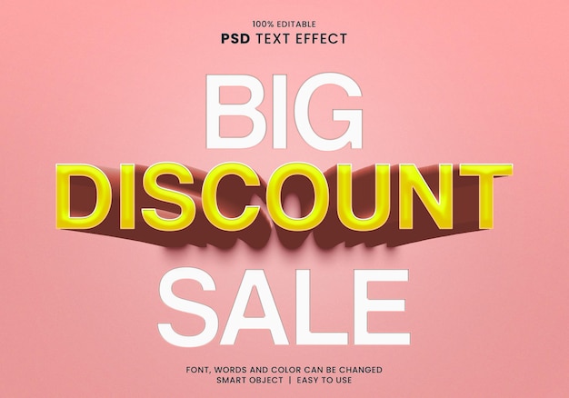 Big discount sale text effect for social media