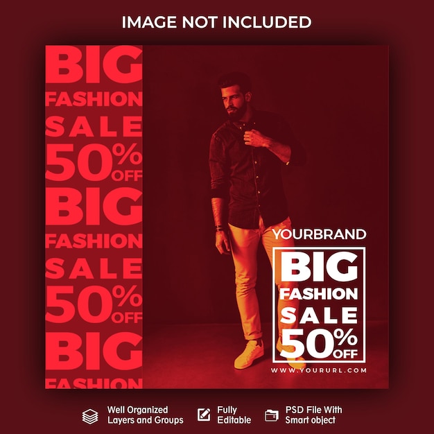 PSD big fasion sale instagram tamplate post