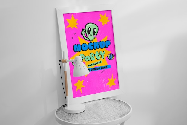 PSD big frame mockup in white room