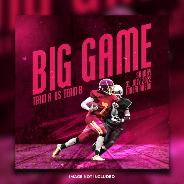 Big game football social media post template