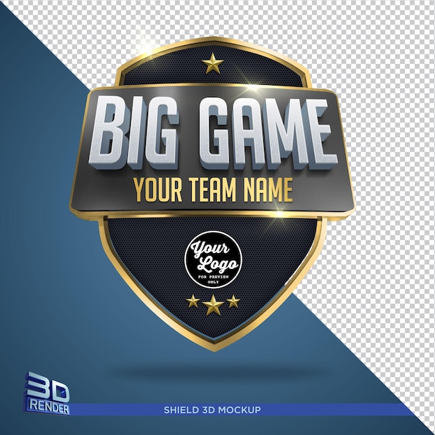 Big game sport shield 3d render isolated