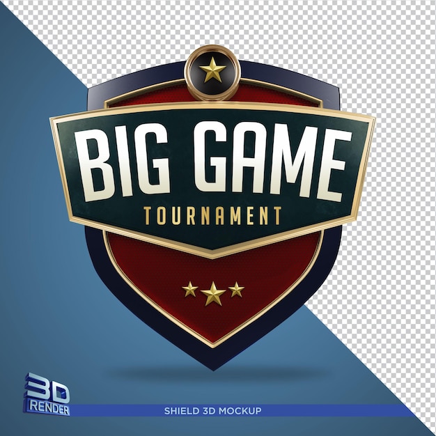 PSD big game sport shield 3d render na białym tle