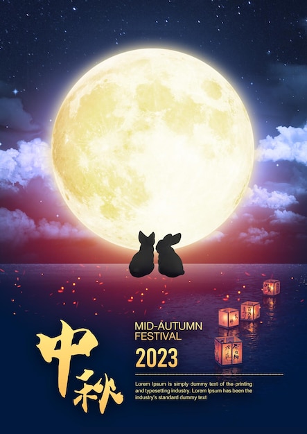 PSD big moon mid autumn festival 2023