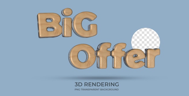 Big offer text style 3d rendering transparent background