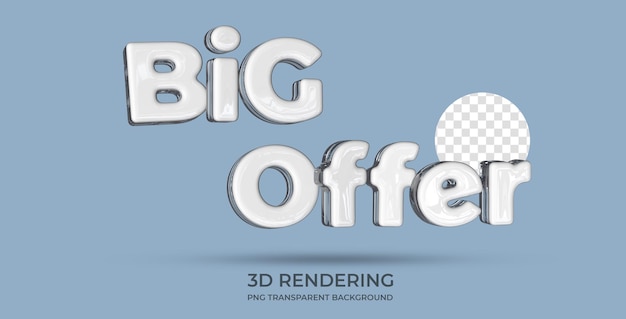 Big offer text style 3d rendering transparent background