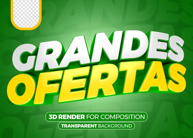 PSD big offers for brazilian advertising in green and yellow portuguese