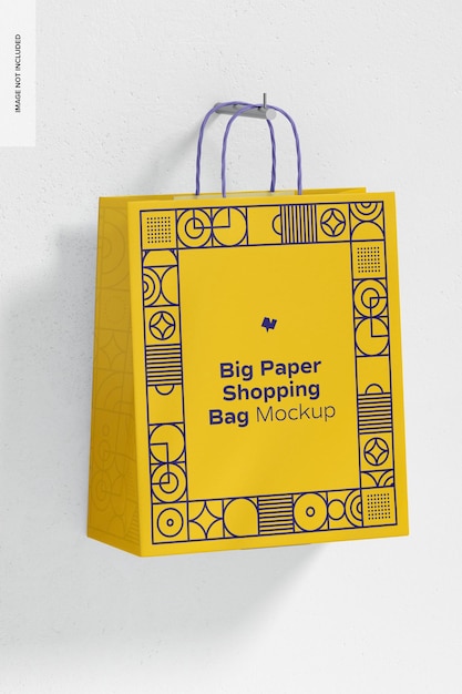 Big Paper Shopping Bag Mockup, Hanging