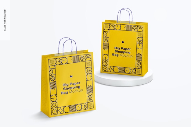 Big paper shopping bags mockup