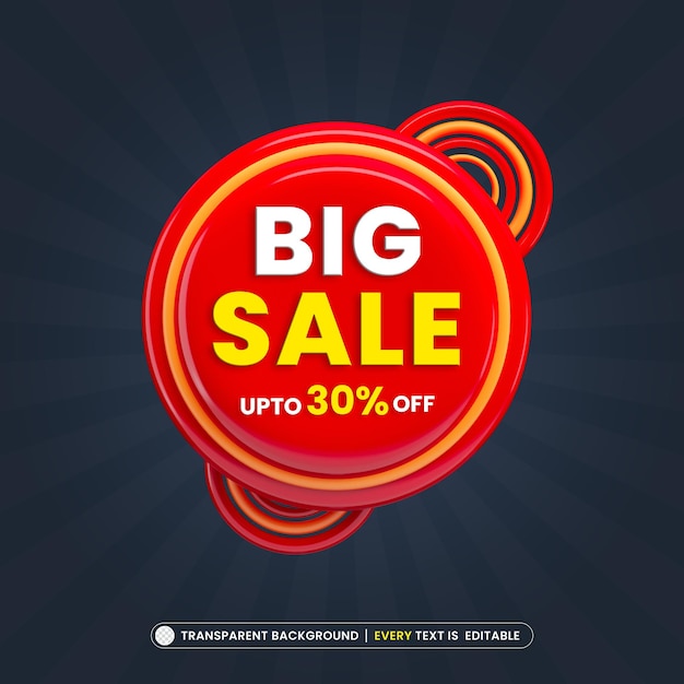 PSD big sale 30 off promotion banner with editable text