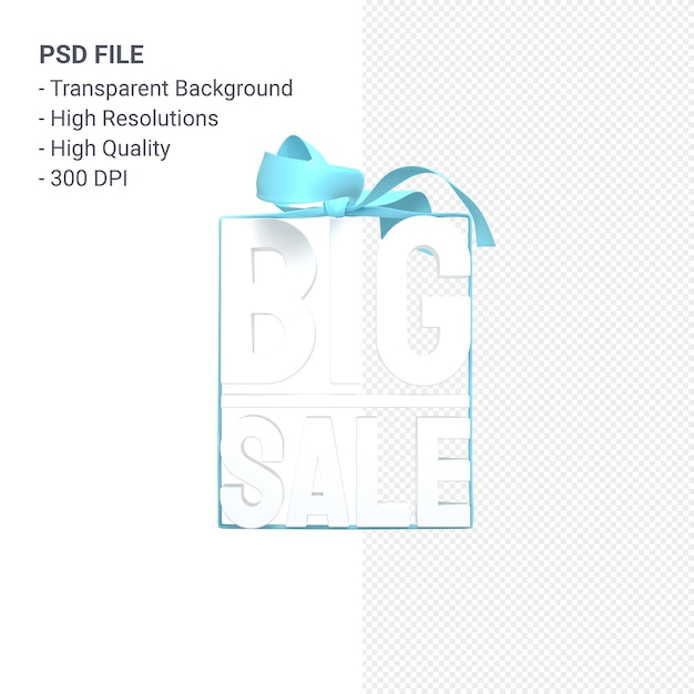 Big sale 3d design rendering for sale promotion with bow and ribbon isolated