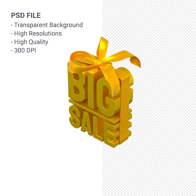 Big sale 3d design rendering for sale promotion with bow and ribbon isolated