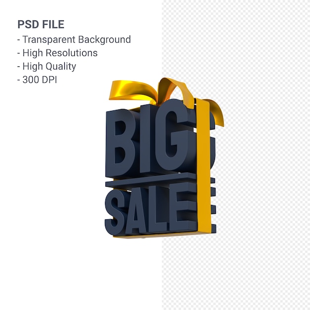 big sale 3d design rendering for sale promotion with bow and ribbon isolated